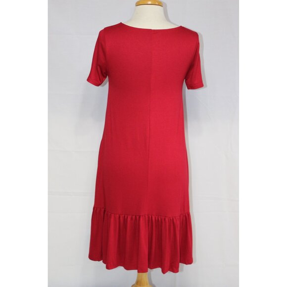 Zenana Casual Dress-Knee Length-#7041-Sizes S to XL-SCARLET RED-NEW - Picture 2 of 3